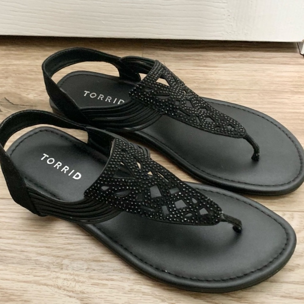 Torrid Rhinestone Thong Stretch Sandals 7W